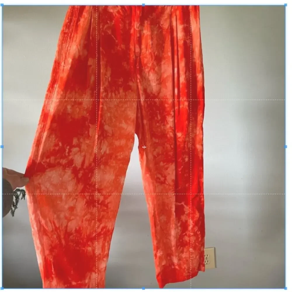 Raquel Allegra set, tie dyed matching pants shirt set,  ripple satin USA
